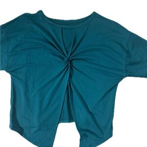 Old Navy Teal Long Sleeve Top- Open Back Twist Detail